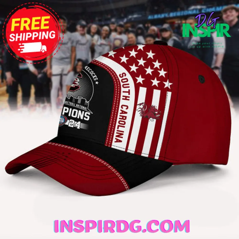 -South Carolina Gamecocks Champions 2024 Red Black Basketball Cap