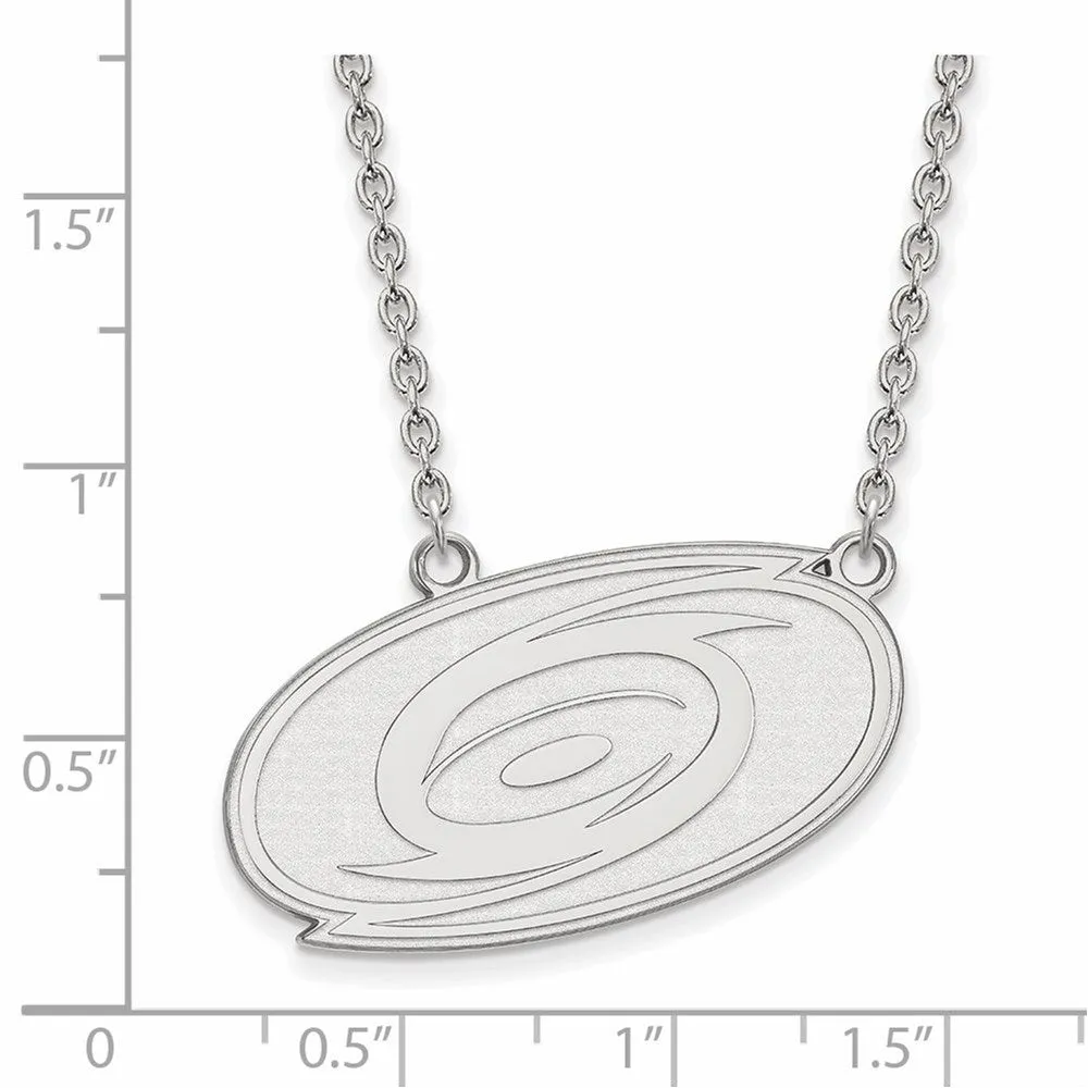 10k White Gold NHL Carolina Hurricanes Large Necklace, 18 Inch