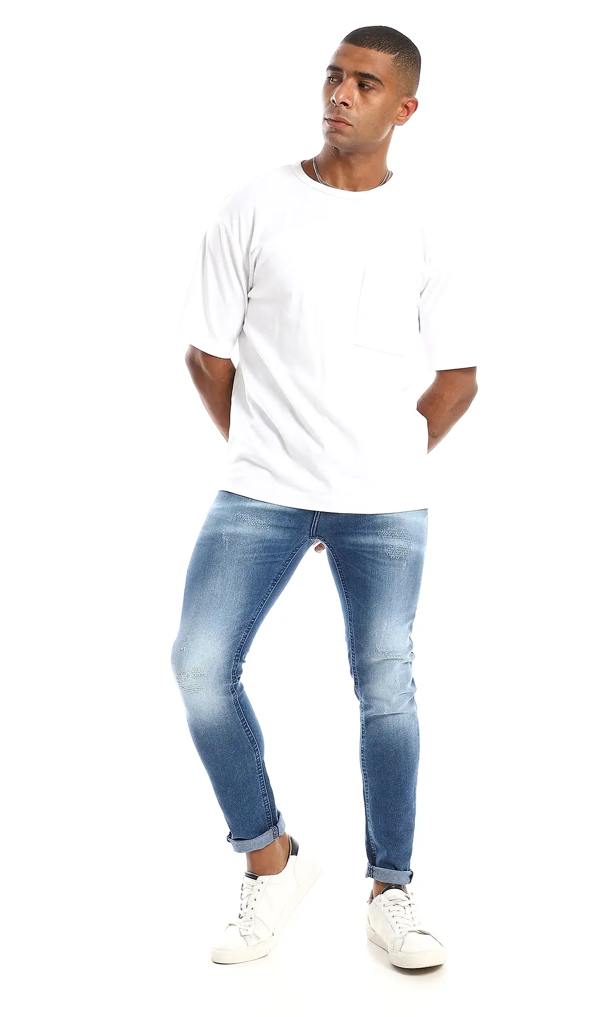 98200 Slim Fit Cotton Medium Wash Blue Jeans