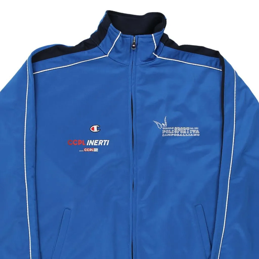 Age 13-14 Champion Track Jacket - Medium Blue Polyester