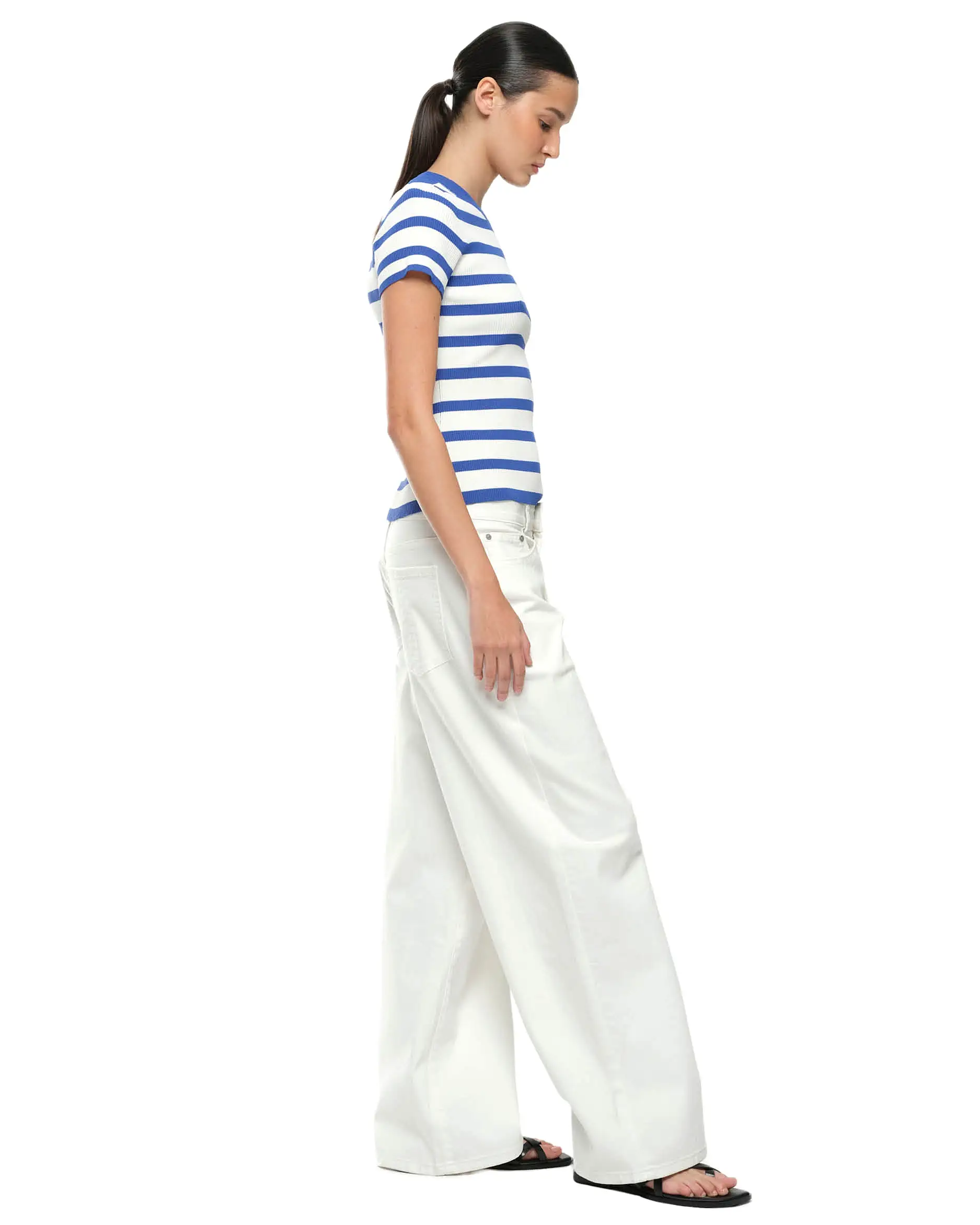 AGNES KNIT TEE - COBALT STRIPE