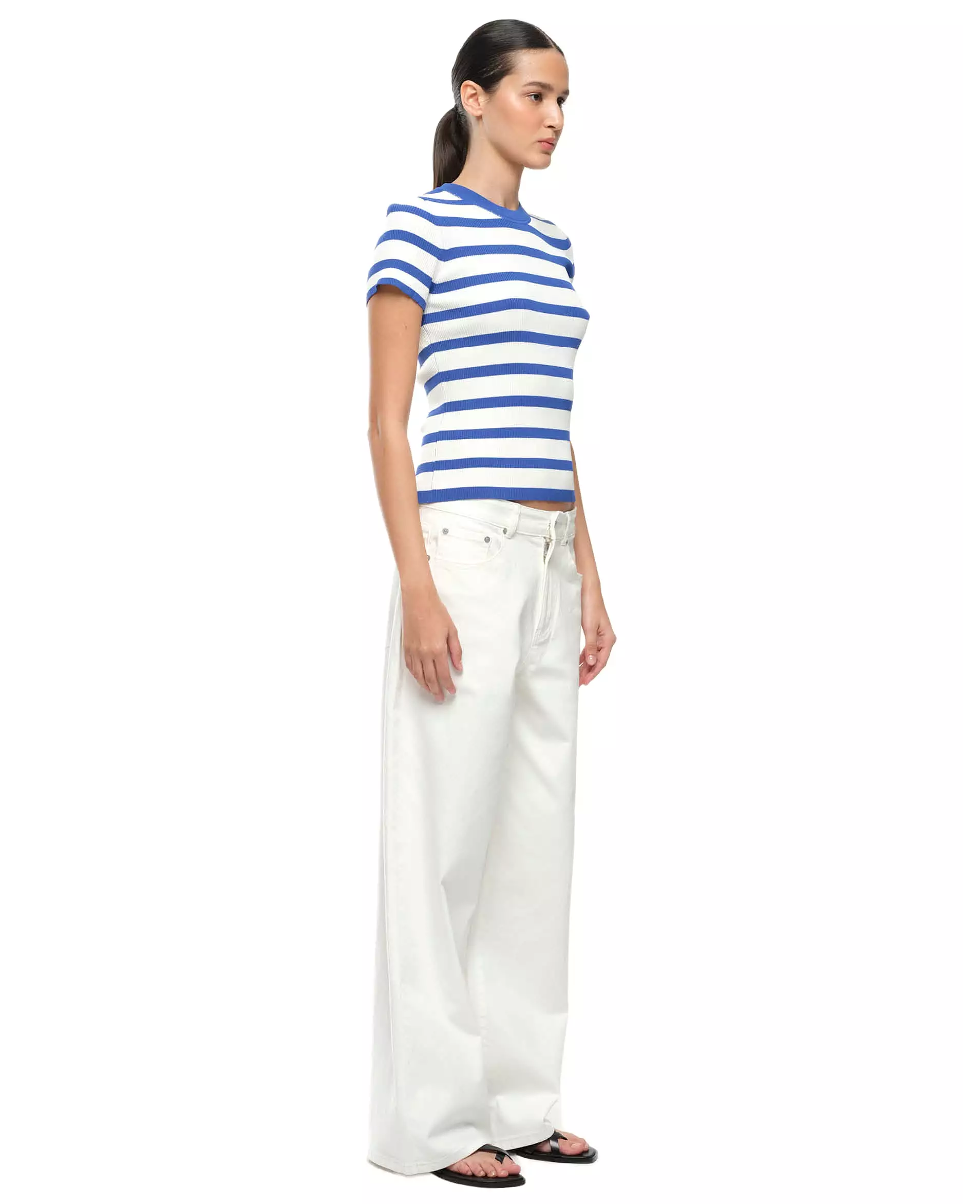 AGNES KNIT TEE - COBALT STRIPE