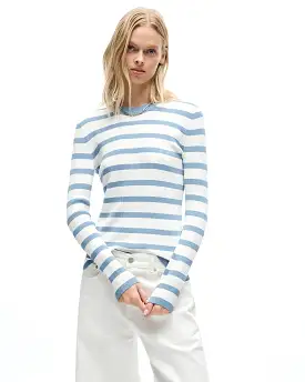 AGNES LONG SLEEVE KNIT TOP - BLUE FOG STRIPE