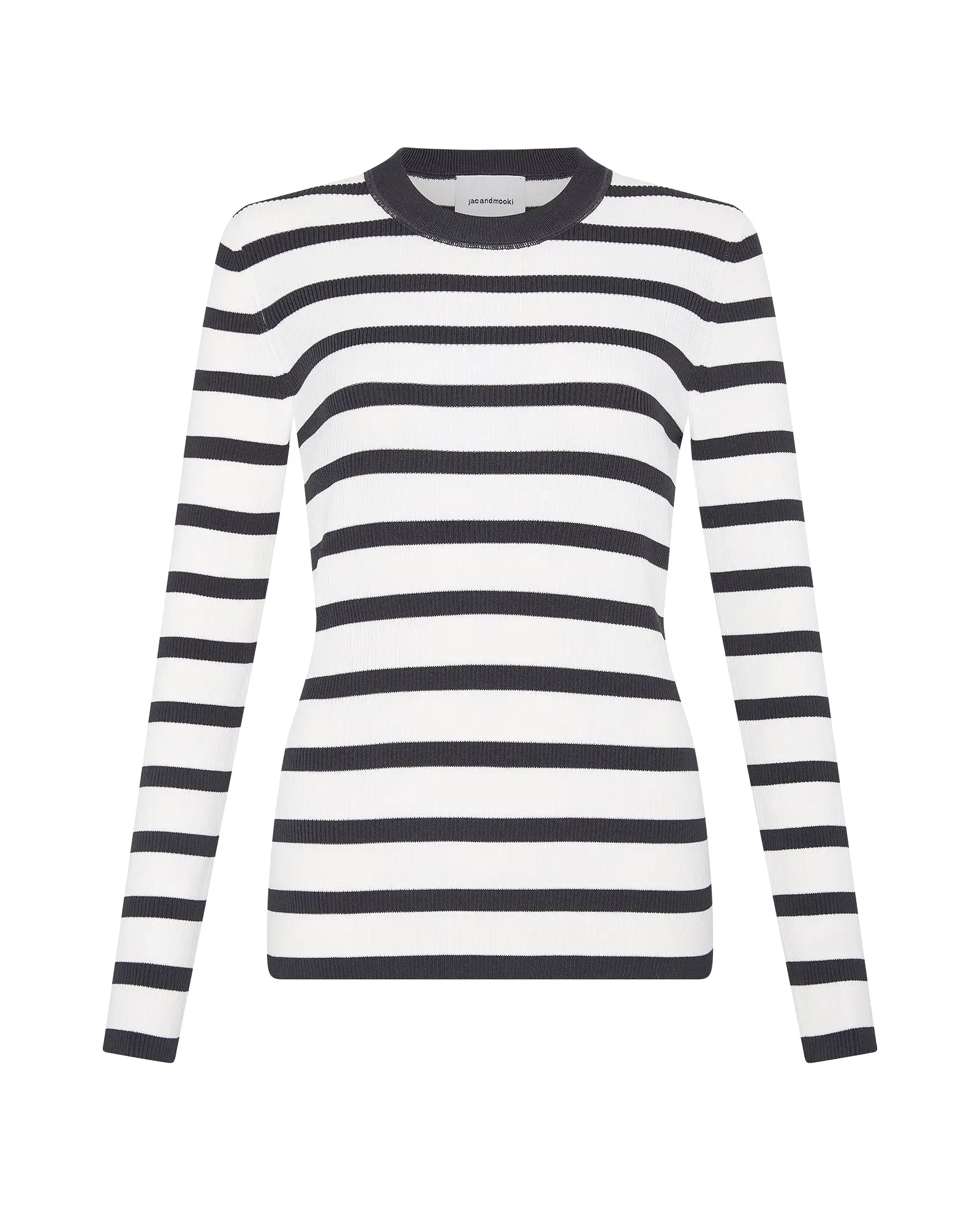 AGNES LONG SLEEVE KNIT TOP - CHARCOAL STRIPE