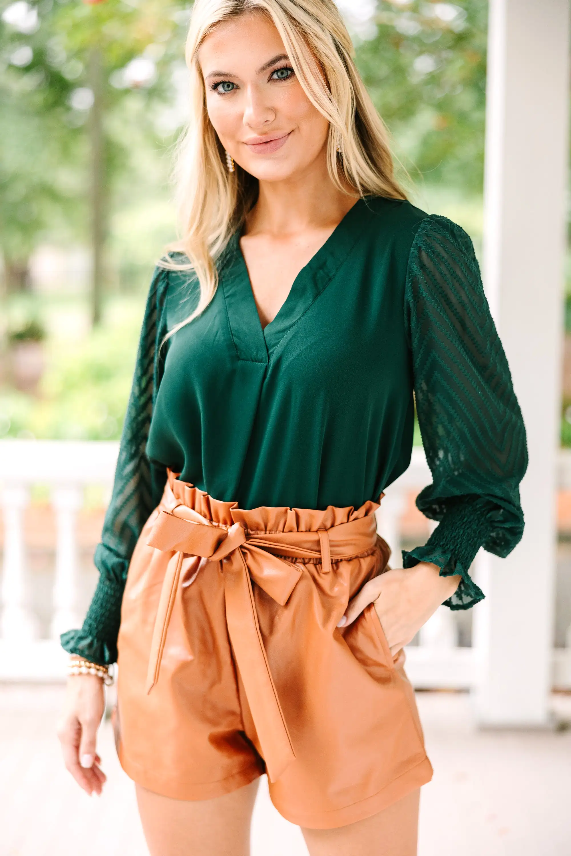 Best Behavior Hunter Green Blouse