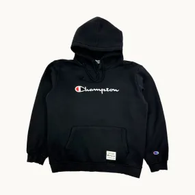 Black 90s Champion Spellout Hoodie Sweatshirt (S)