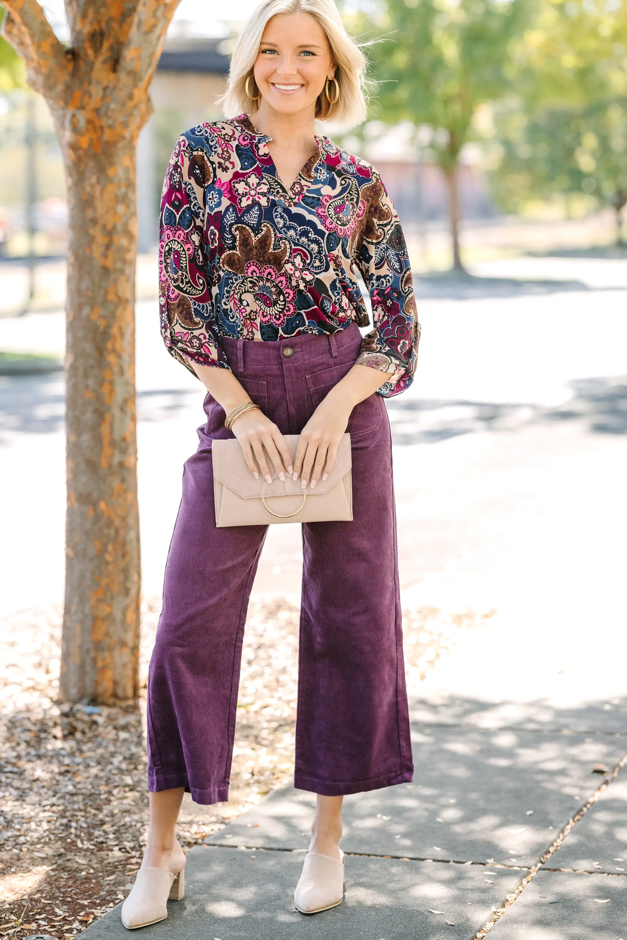 Break Through Wine Red Paisley Blouse