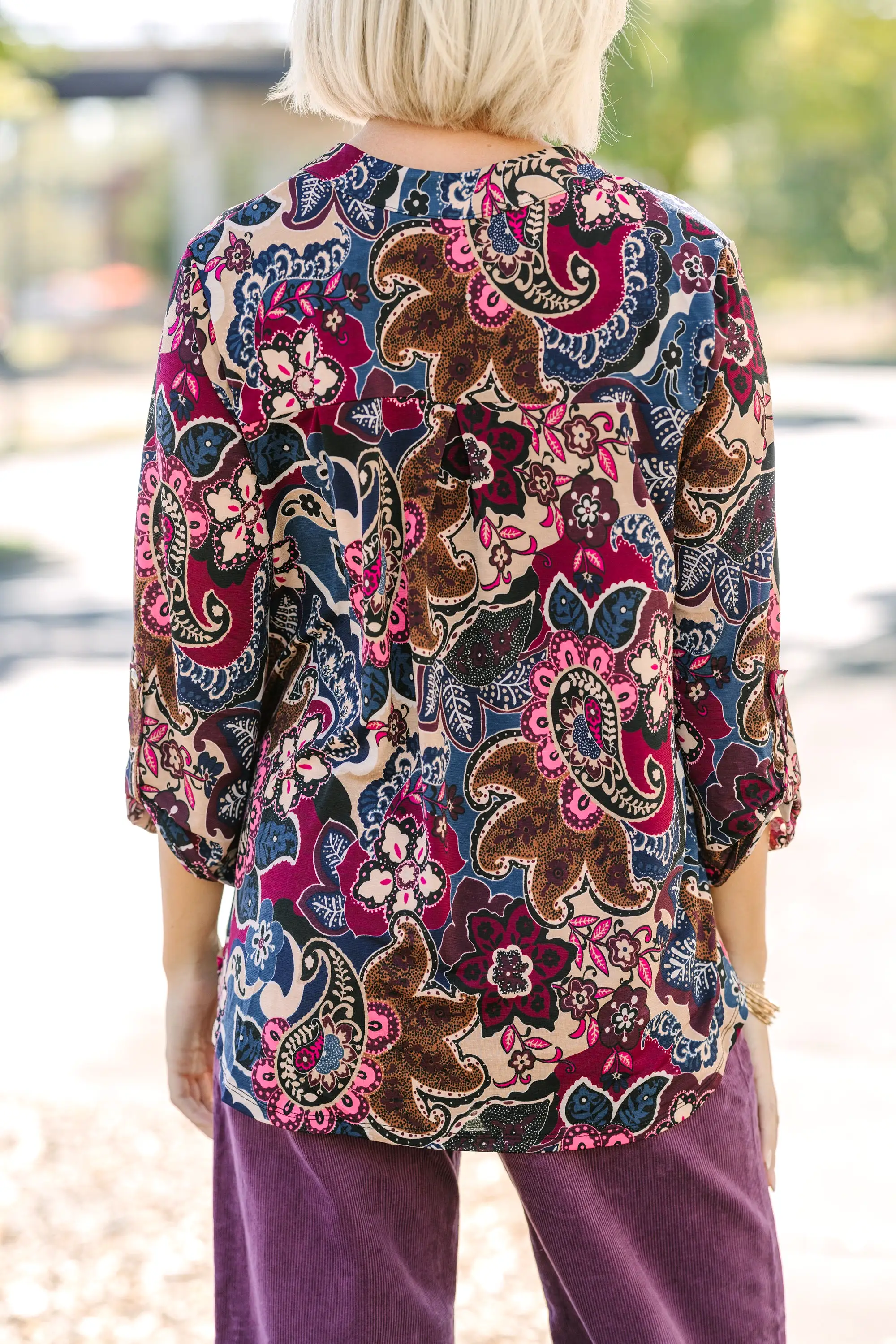 Break Through Wine Red Paisley Blouse