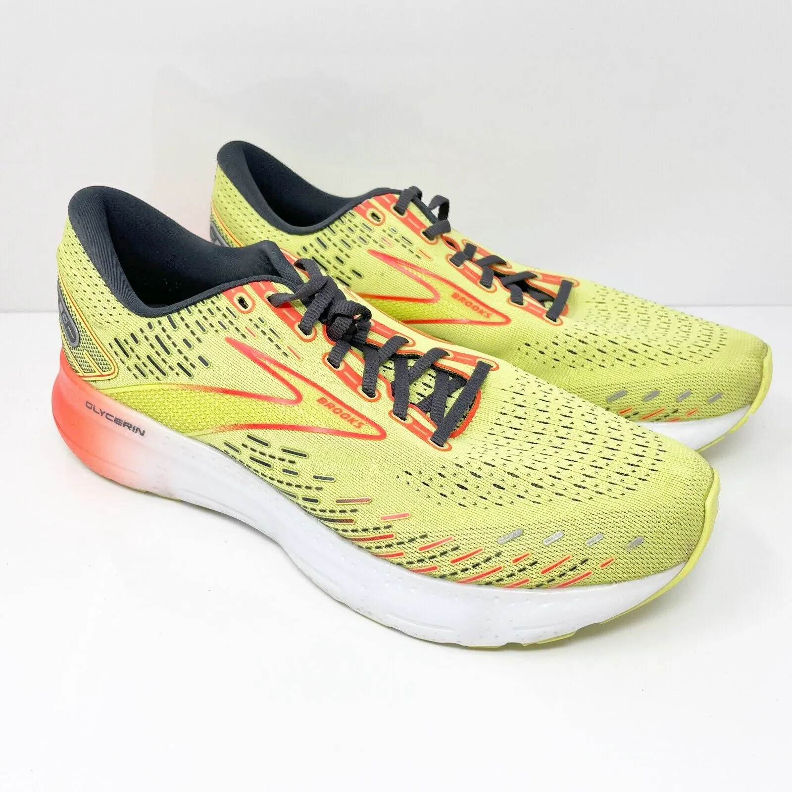 Brooks Mens Glycerin 20 1103821D725 Yellow Running Shoes Sneakers Size 10.5 D