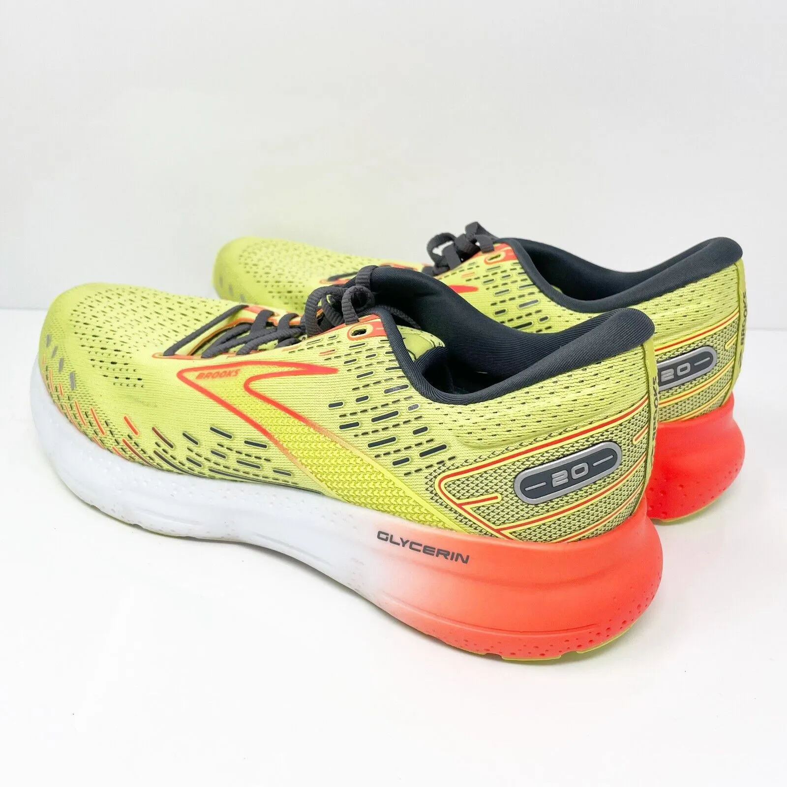 Brooks Mens Glycerin 20 1103821D725 Yellow Running Shoes Sneakers Size 10.5 D