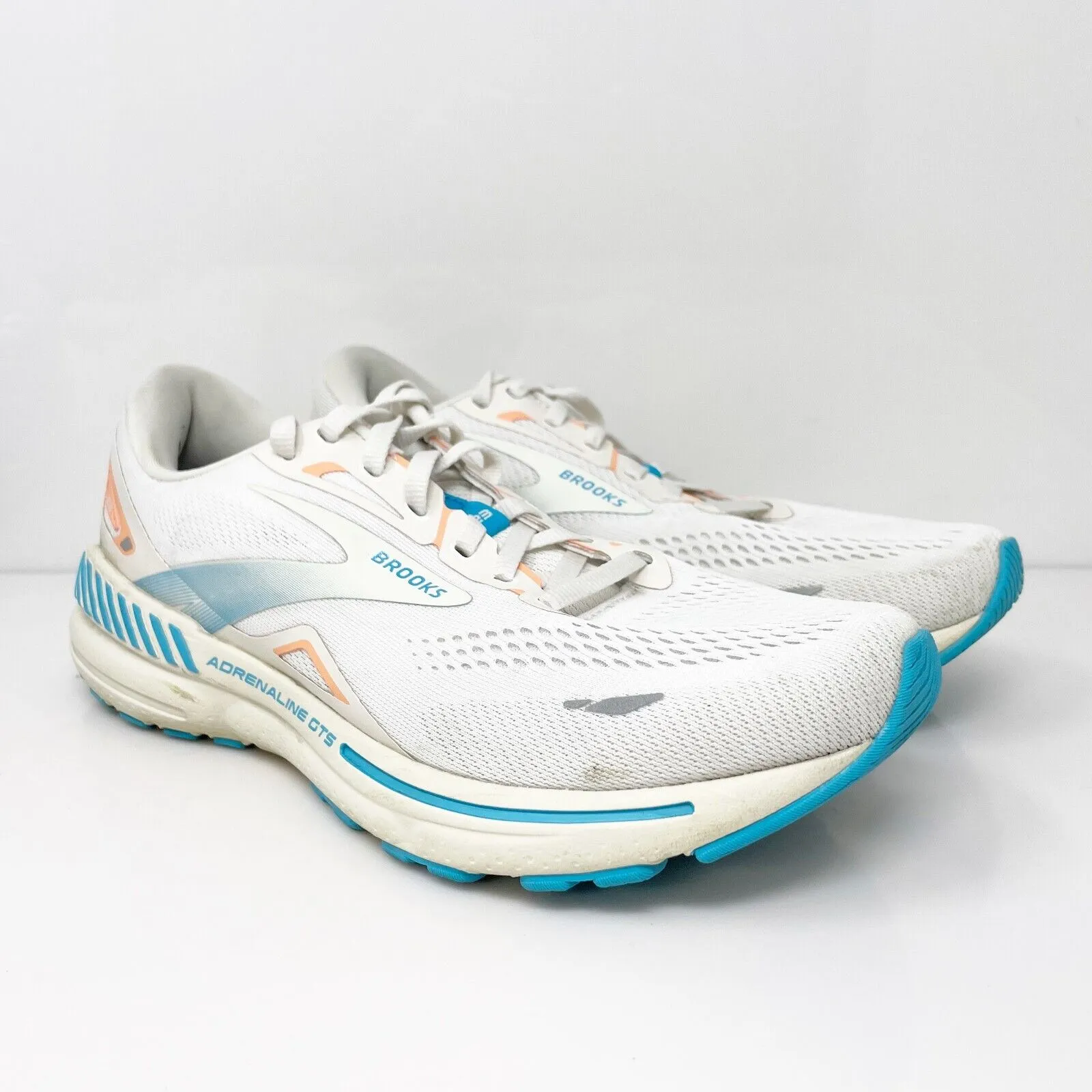 Brooks Womens Adrenaline GTS 23 1203811B152 White Running Shoes Sneakers Sz 9.5B