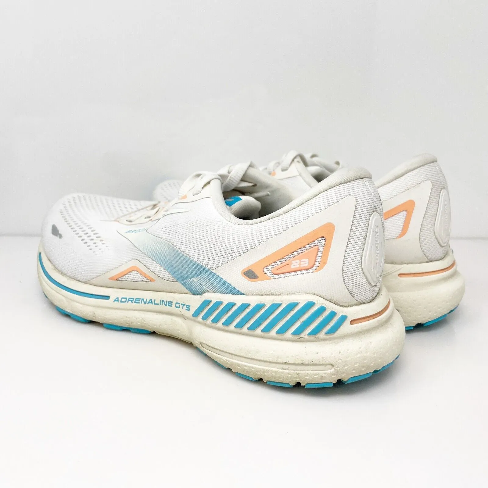 Brooks Womens Adrenaline GTS 23 1203811B152 White Running Shoes Sneakers Sz 9.5B