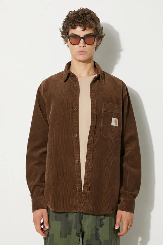 Carhartt WIP corduroy shirt Longsleeve Flint Shirt brown color I029442.2Y02