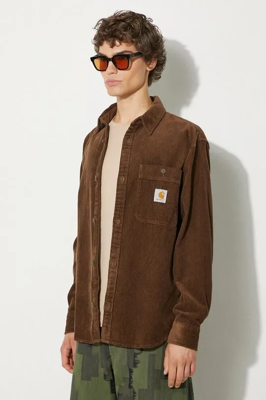 Carhartt WIP corduroy shirt Longsleeve Flint Shirt brown color I029442.2Y02