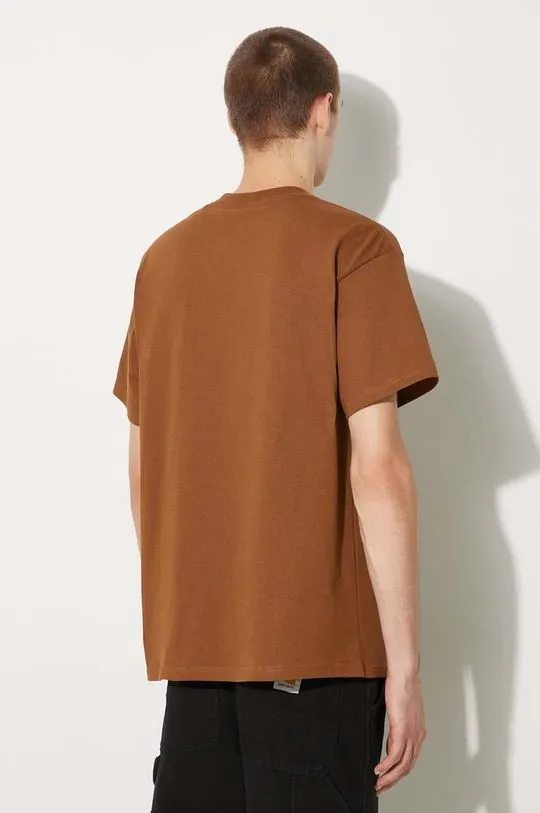 Carhartt WIP cotton t-shirt S/S Heart Train Pocket men’s brown color I033979.HZXX