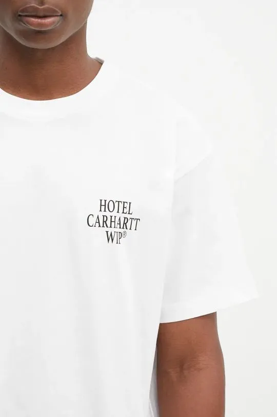 Carhartt WIP cotton t-shirt S/S Hotel Keys men’s white color smooth I033959.00AXX