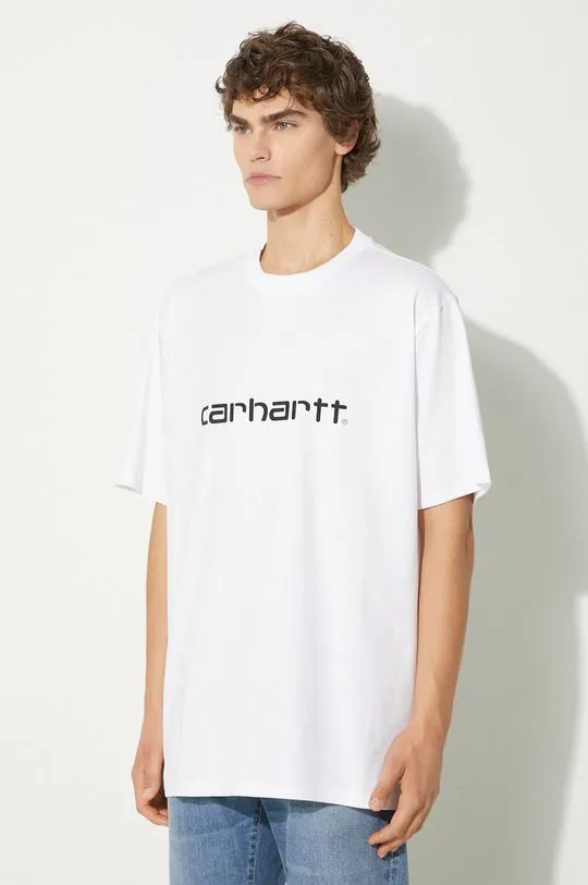 Carhartt WIP cotton t-shirt S/S Script men’s white color with a print I031047.00AXX