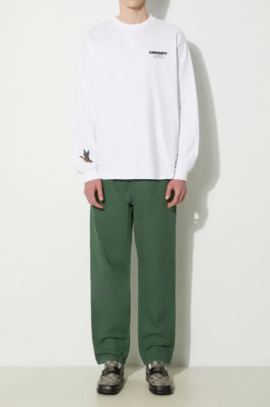 Carhartt WIP cotton trousers Flint Pant green color I029919.29NGD