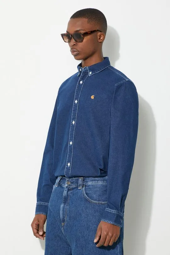 Carhartt WIP denim shirt Weldon Shirt men's blue color