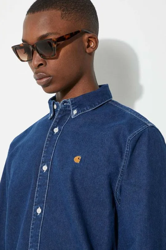 Carhartt WIP denim shirt Weldon Shirt men's blue color