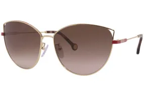 Carolina Herrera Sunglasses Women's SHE140 0300 Gold-Red/Brown Lenses 59mm