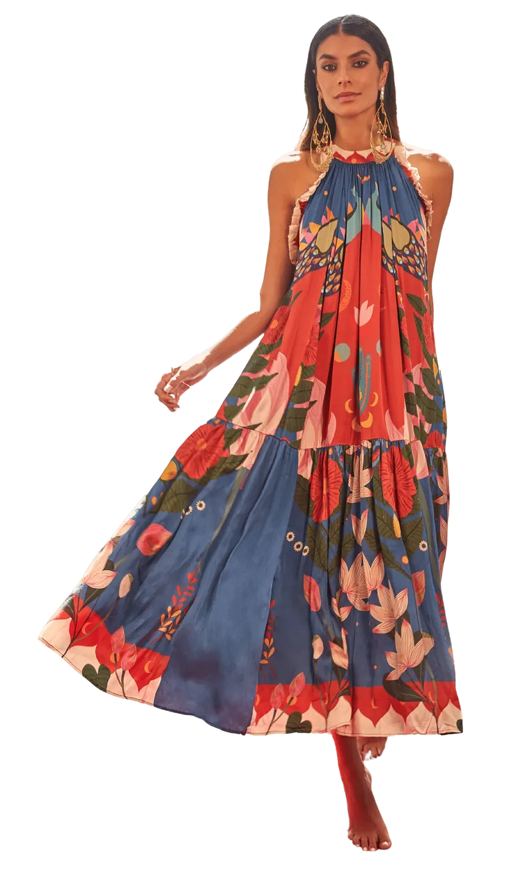 Carolina K Mare Dress, Peacock Hamsa