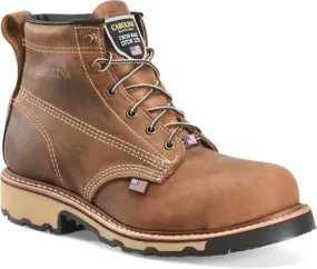 Carolina Mens 6” inch USA Made Steel Toe Ferric Work Boot(CA7829)-Brown Old Town Folklore leather upper