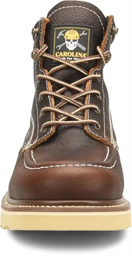 Carolina Mens Flatiron Soft Toe 6” Wedge Boot- Dark Brown Leather