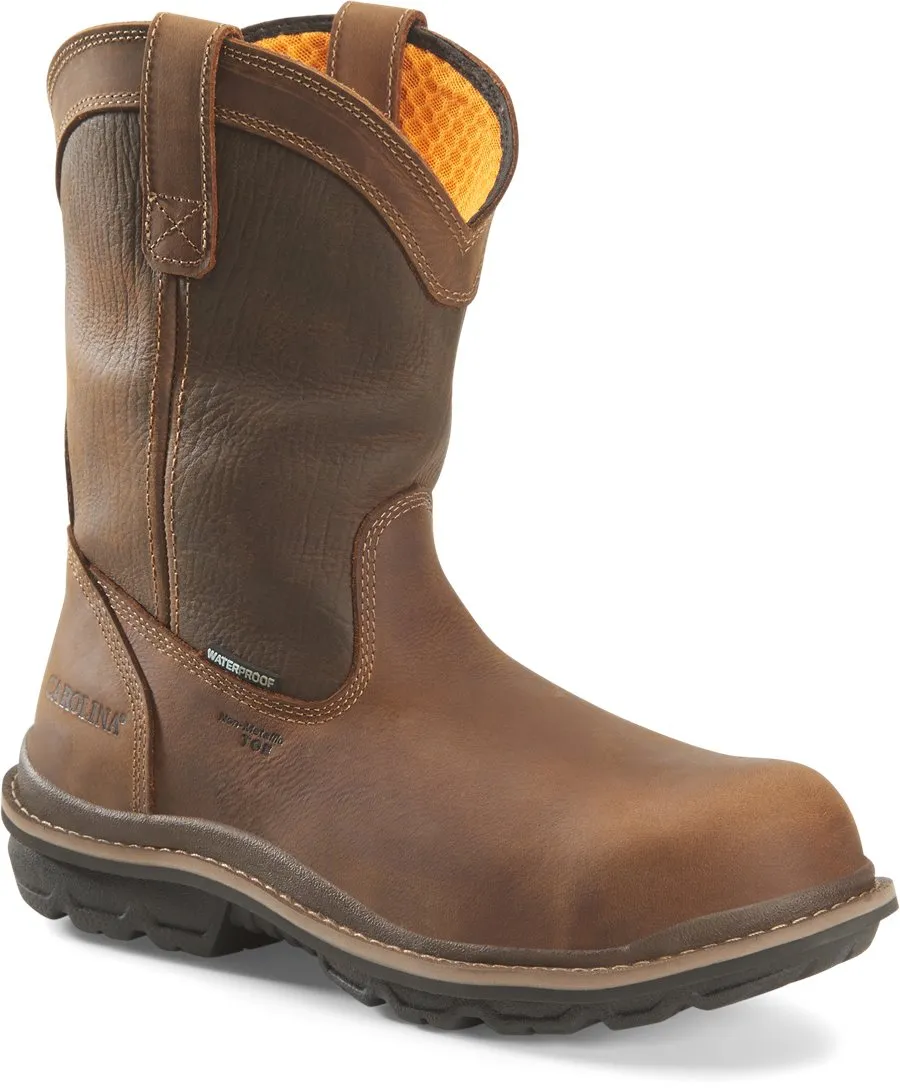 Carolina Mens Mandrel Comp Toe Waterproof 10” inch Pull-On Work Boot (CA6558)- Brown Leather