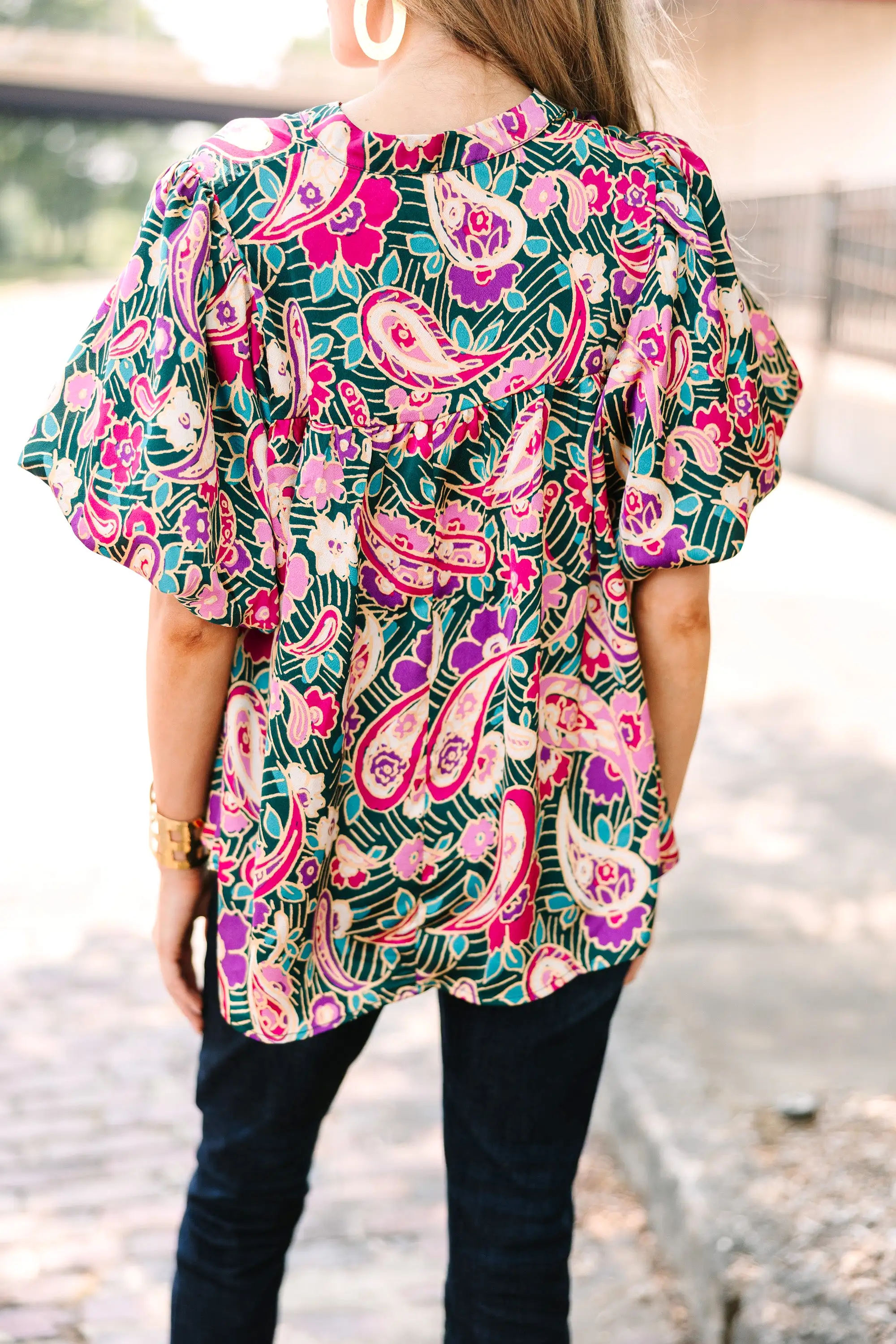 Change Your Mind Emerald Green Paisley Blouse