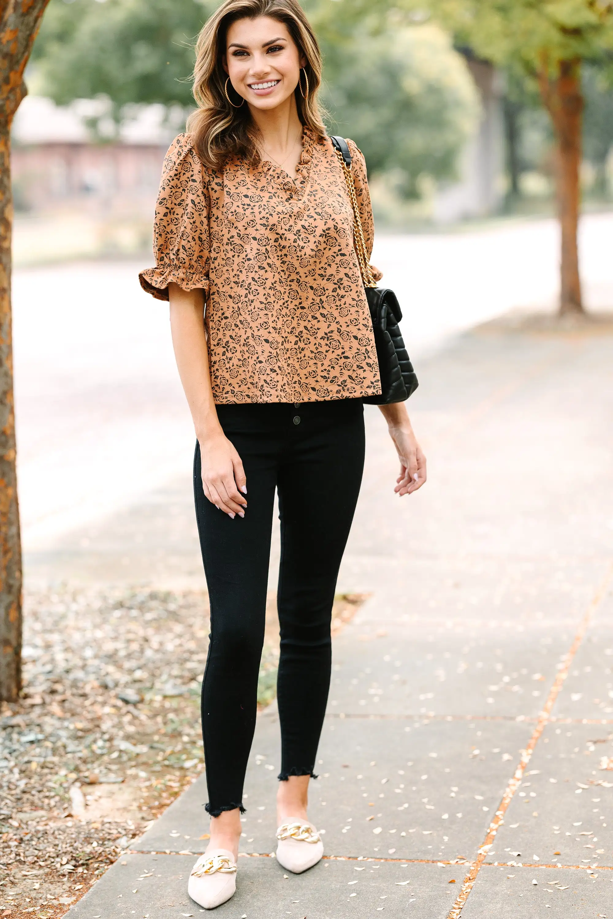 Coming Back To You Camel Brown Faux Suede Blouse