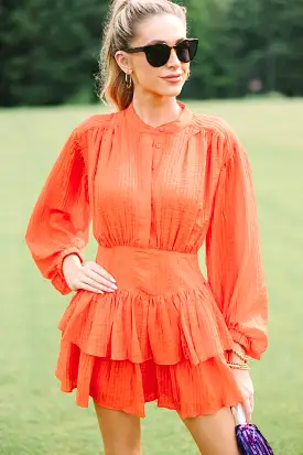 Contain Your Joy Orange Pleated Dress