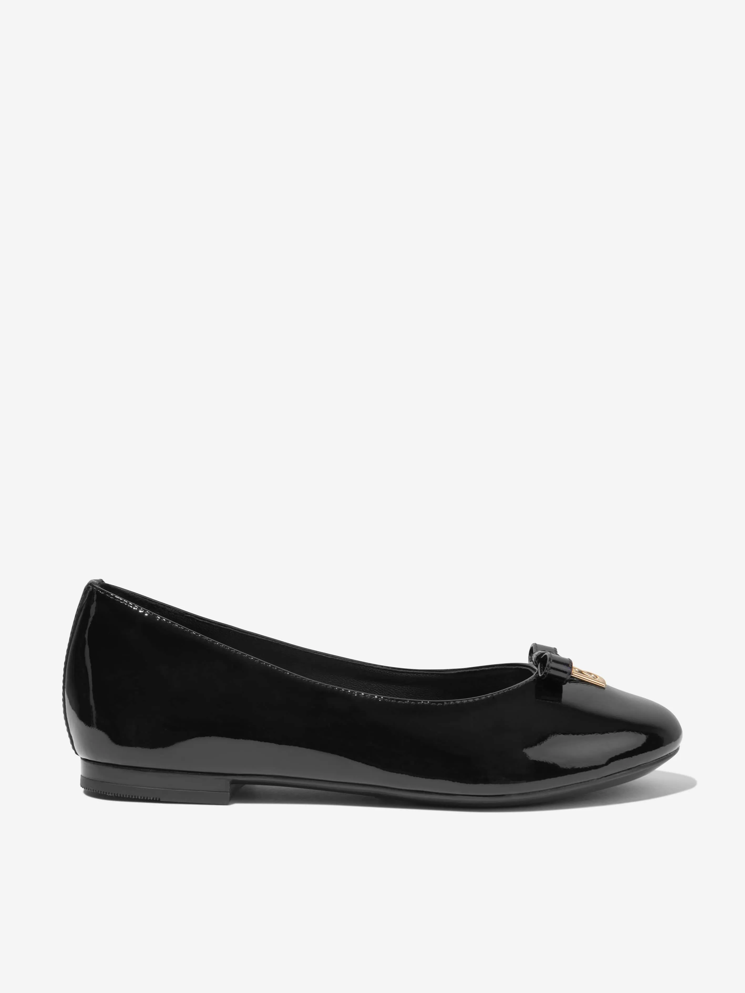 Dolce & Gabbana Kids - Girls Patent Leather Ballerinas in Black | Childsplay Clothing