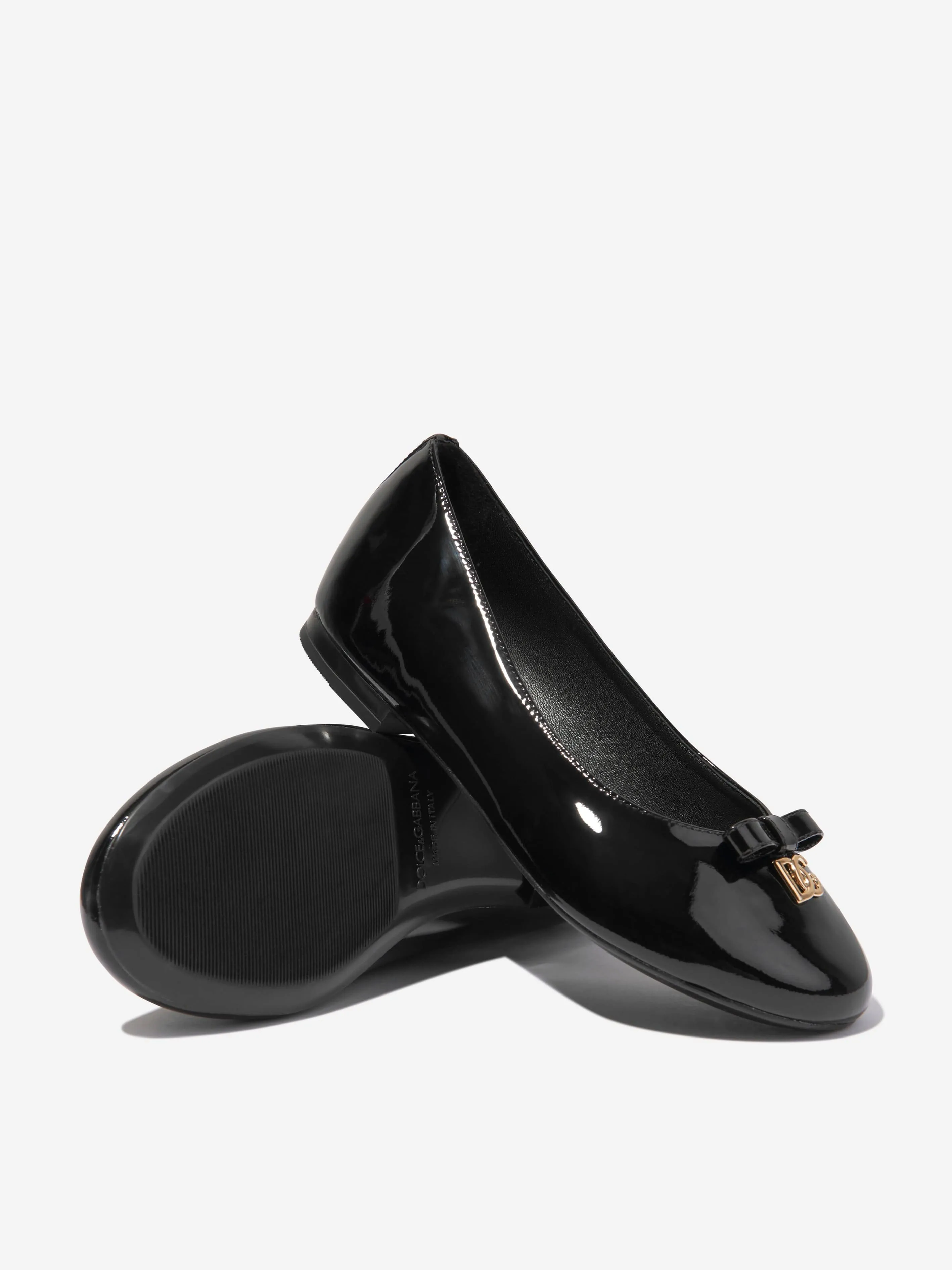 Dolce & Gabbana Kids - Girls Patent Leather Ballerinas in Black | Childsplay Clothing