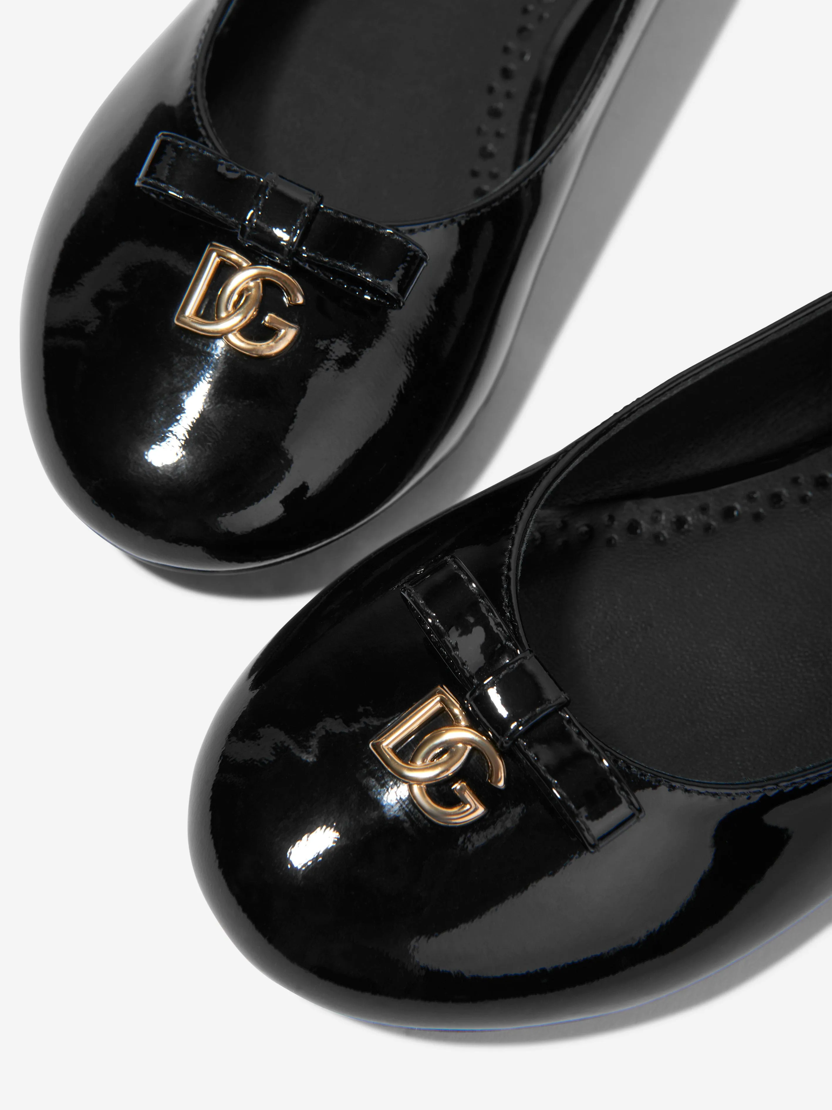 Dolce & Gabbana Kids - Girls Patent Leather Ballerinas in Black | Childsplay Clothing