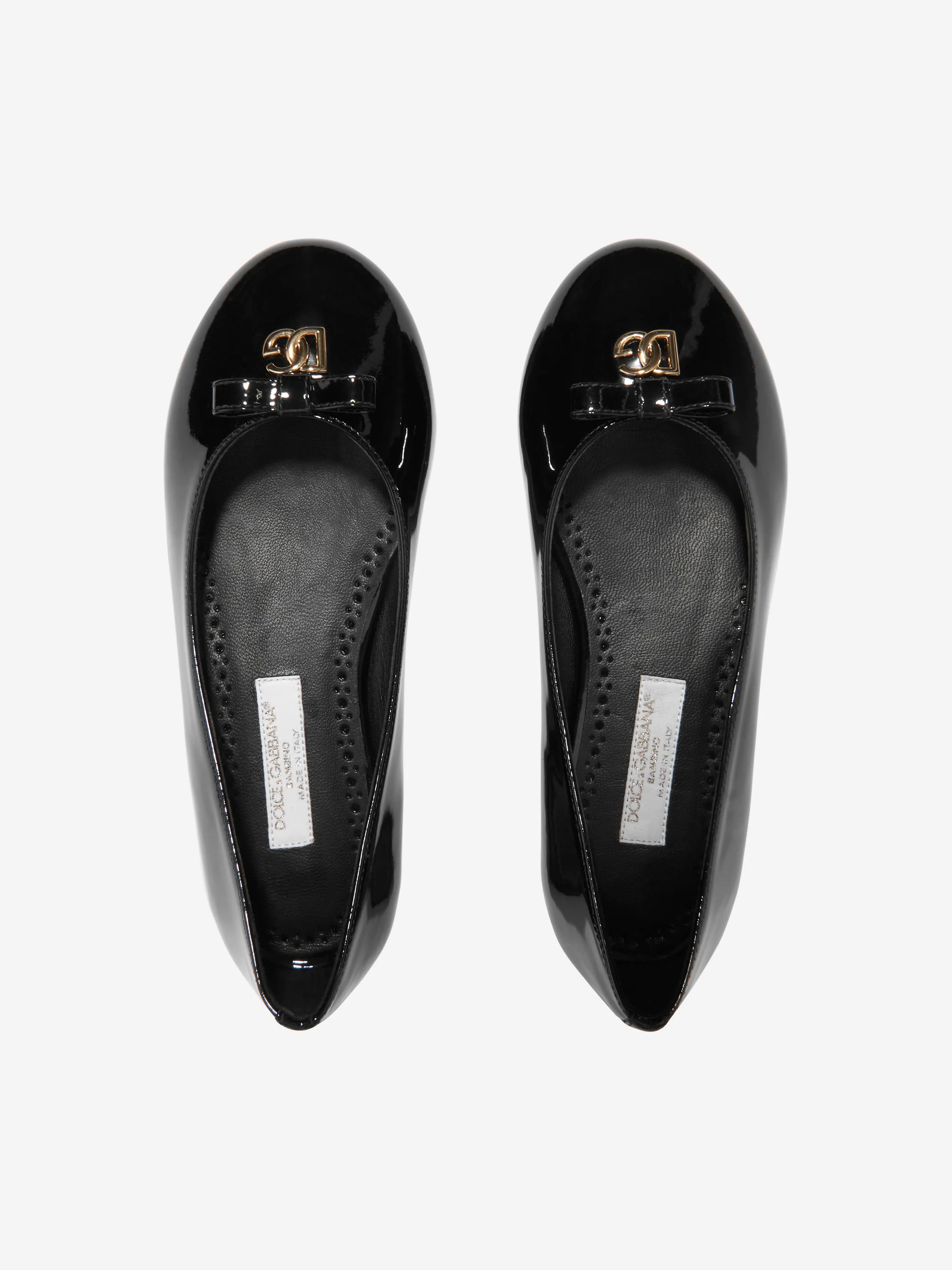 Dolce & Gabbana Kids - Girls Patent Leather Ballerinas in Black | Childsplay Clothing