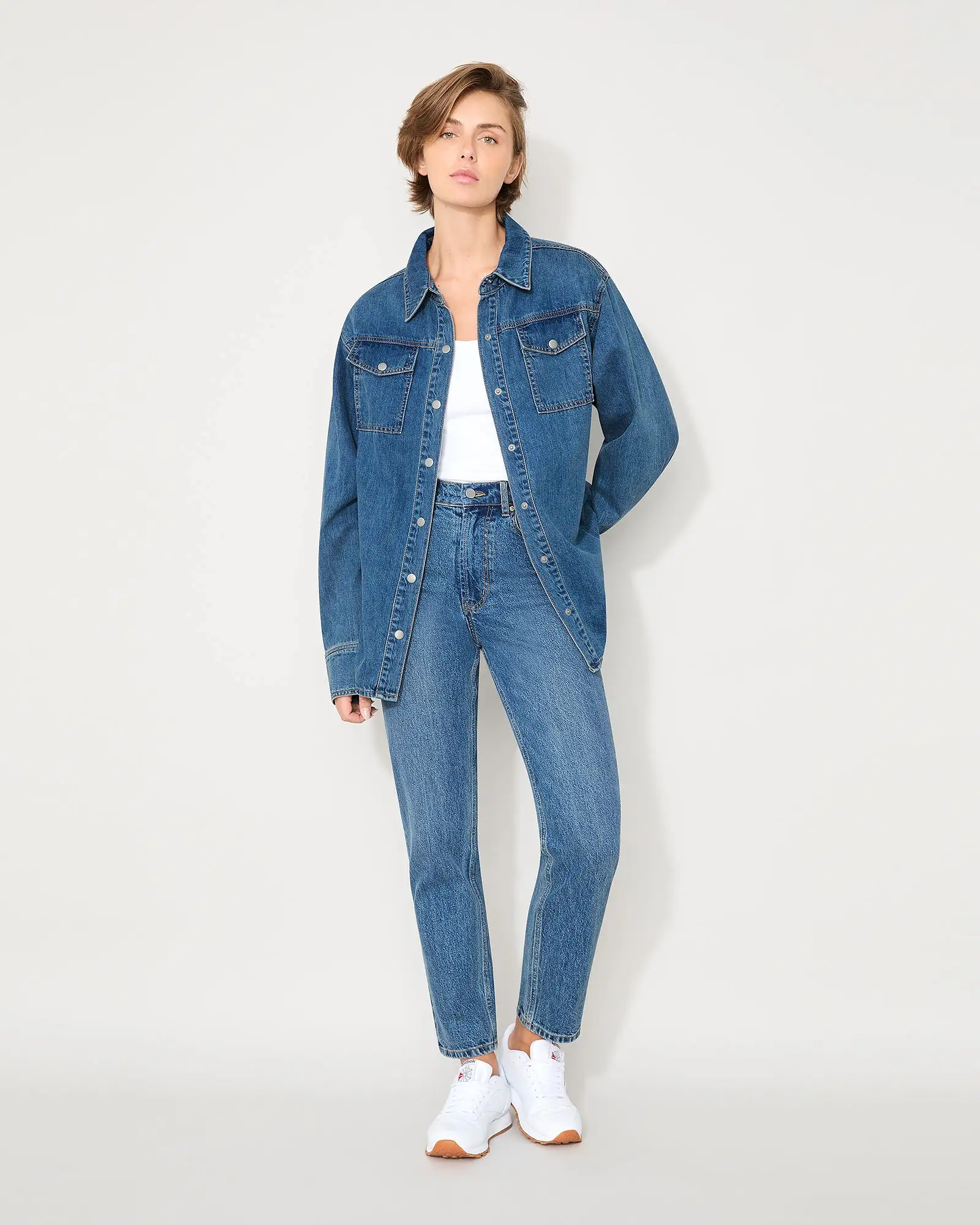 ESSENTIAL DENIM SHIRT - MID INDIGO