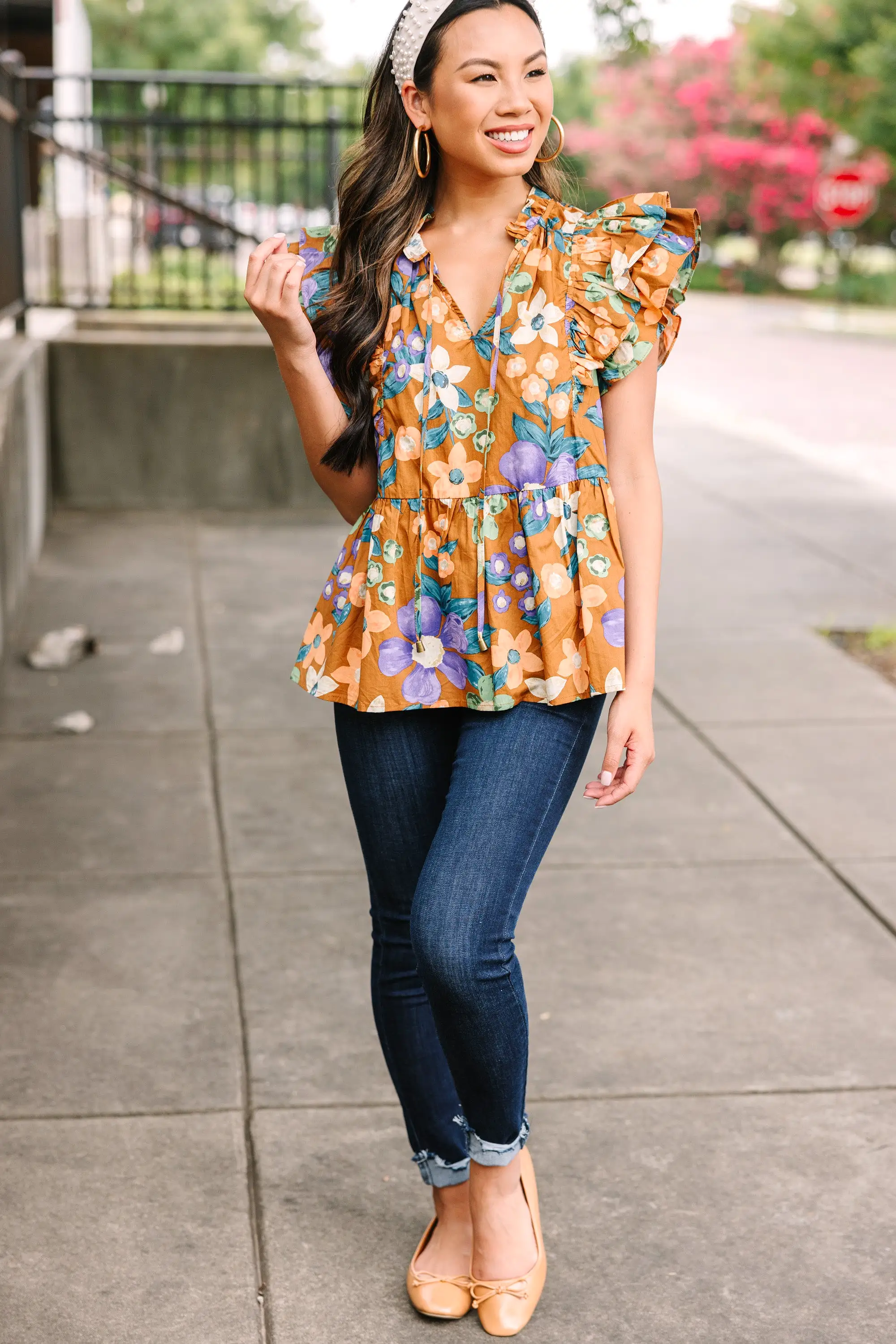 Feel The Love Brown Floral Blouse