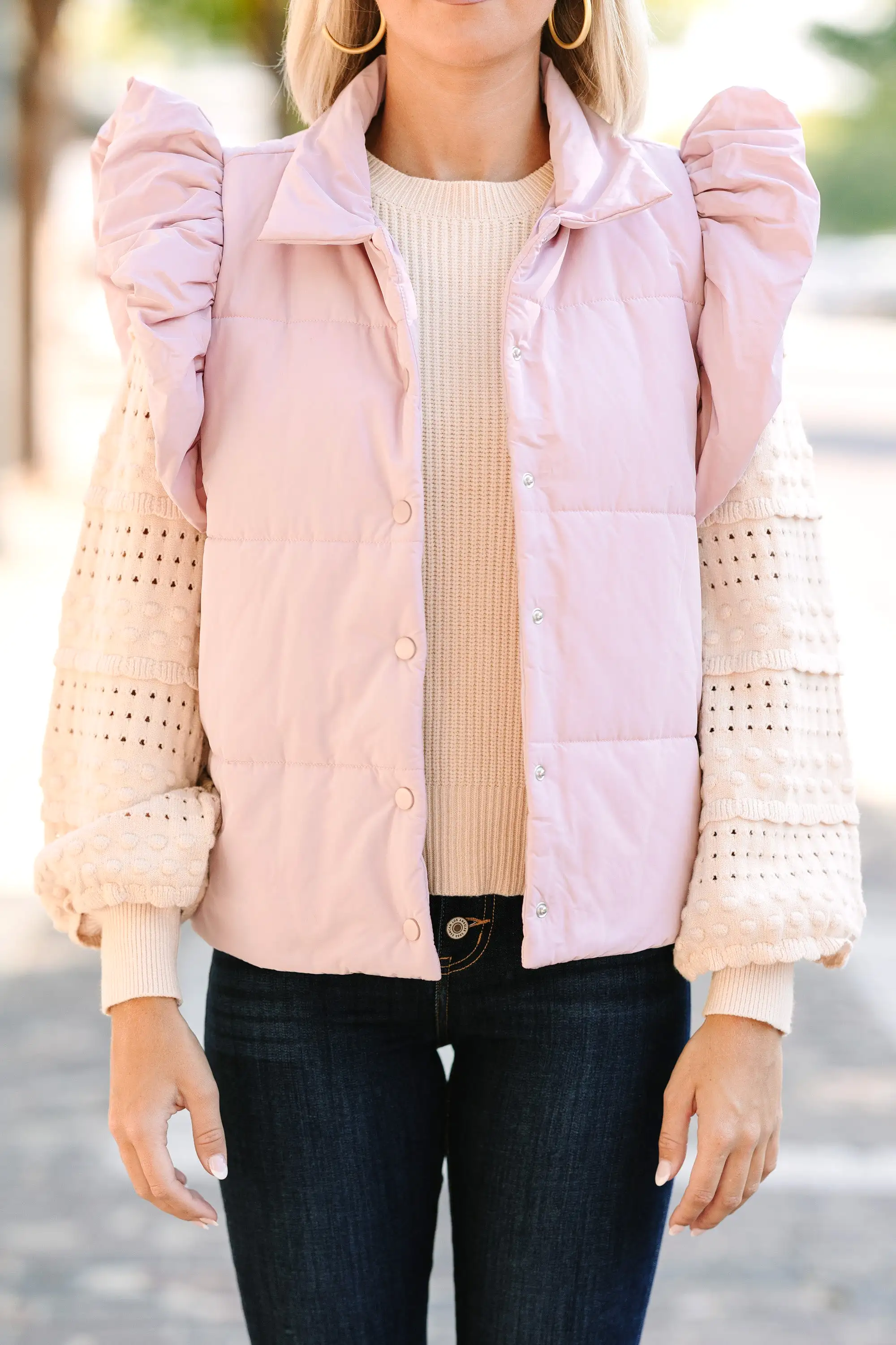 Feeling So Feminine Blush Pink Ruffled Vest