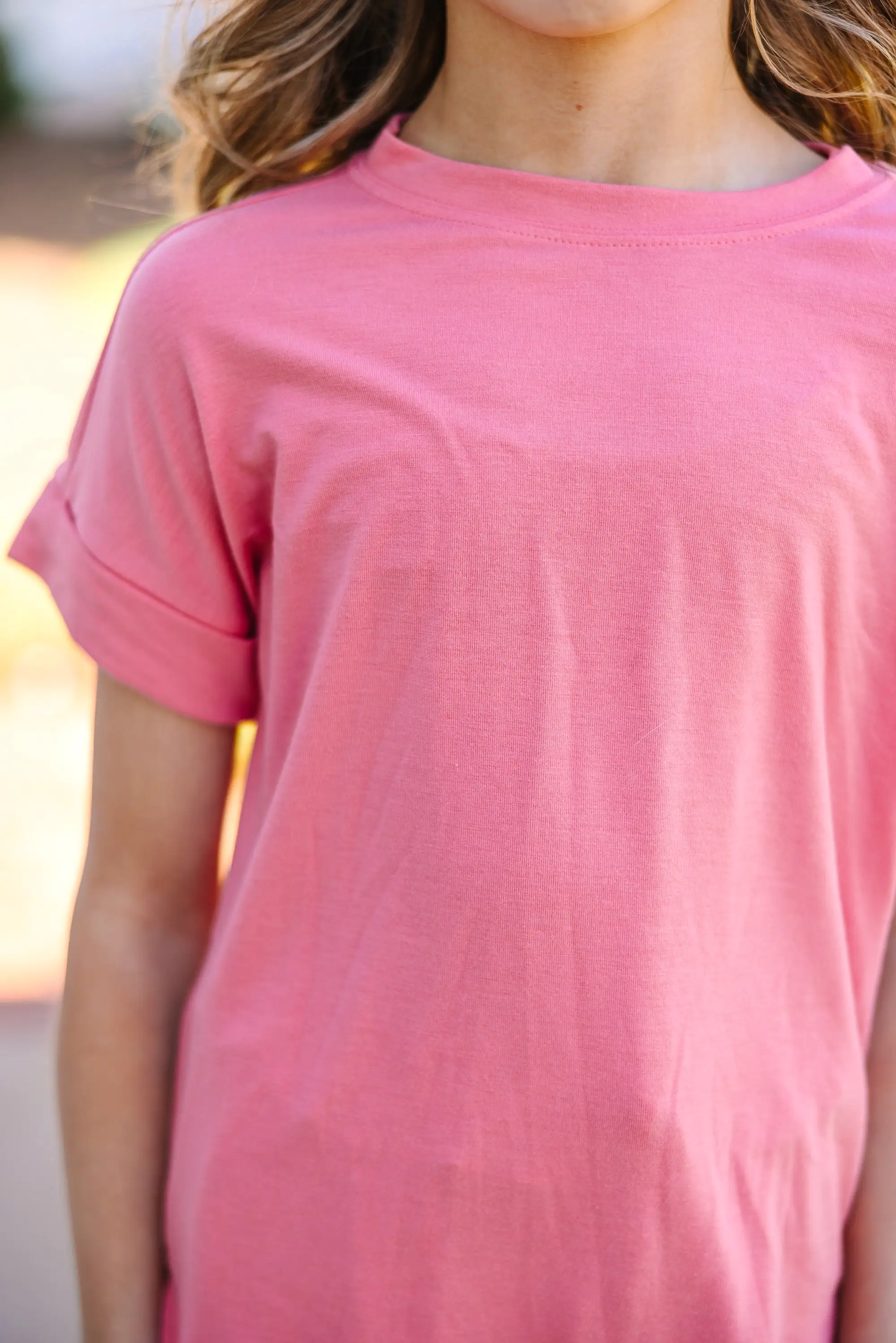 Girls: Make Your Life Easy Coral Orange Crew Neck Top