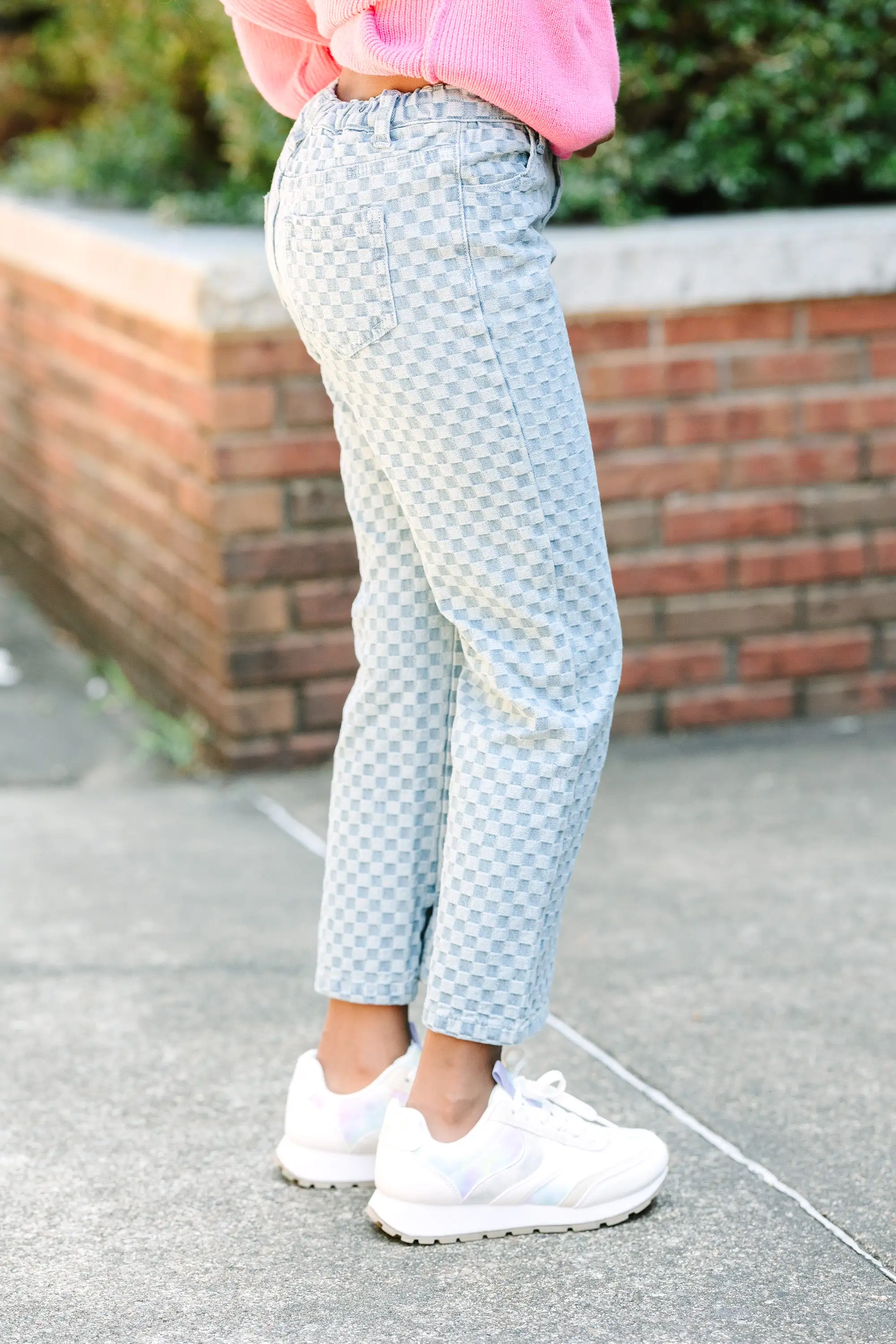 Girls: Right On Time Light Wash Checkered Jeans