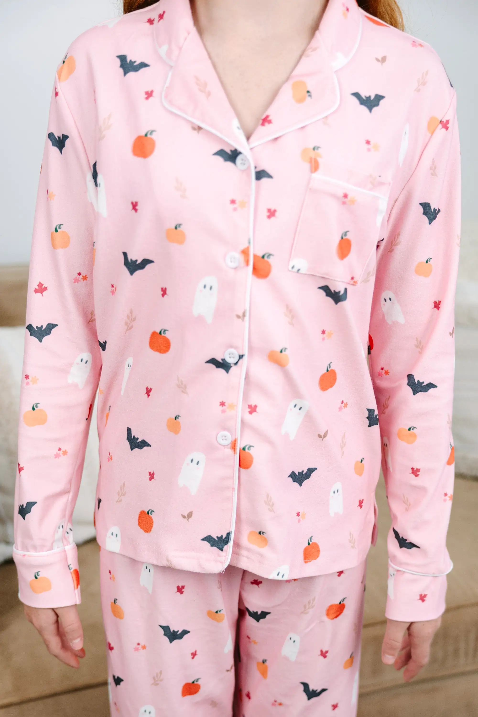 Girls: Staying In Halloween Long Sleeve Pajama Set