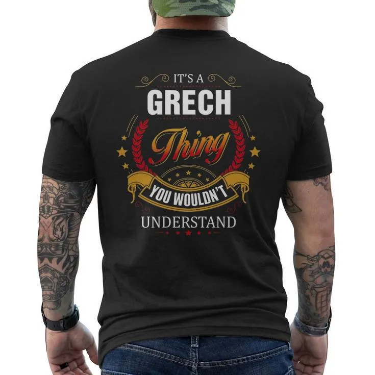 Grech Family Crest Grech Grech Clothing Grech T Grech T For The Grech 131 Men's T-shirt Back Print