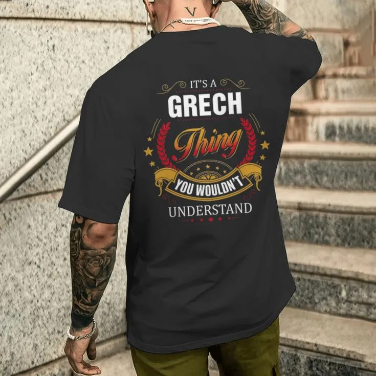 Grech Family Crest Grech Grech Clothing Grech T Grech T For The Grech 131 Men's T-shirt Back Print