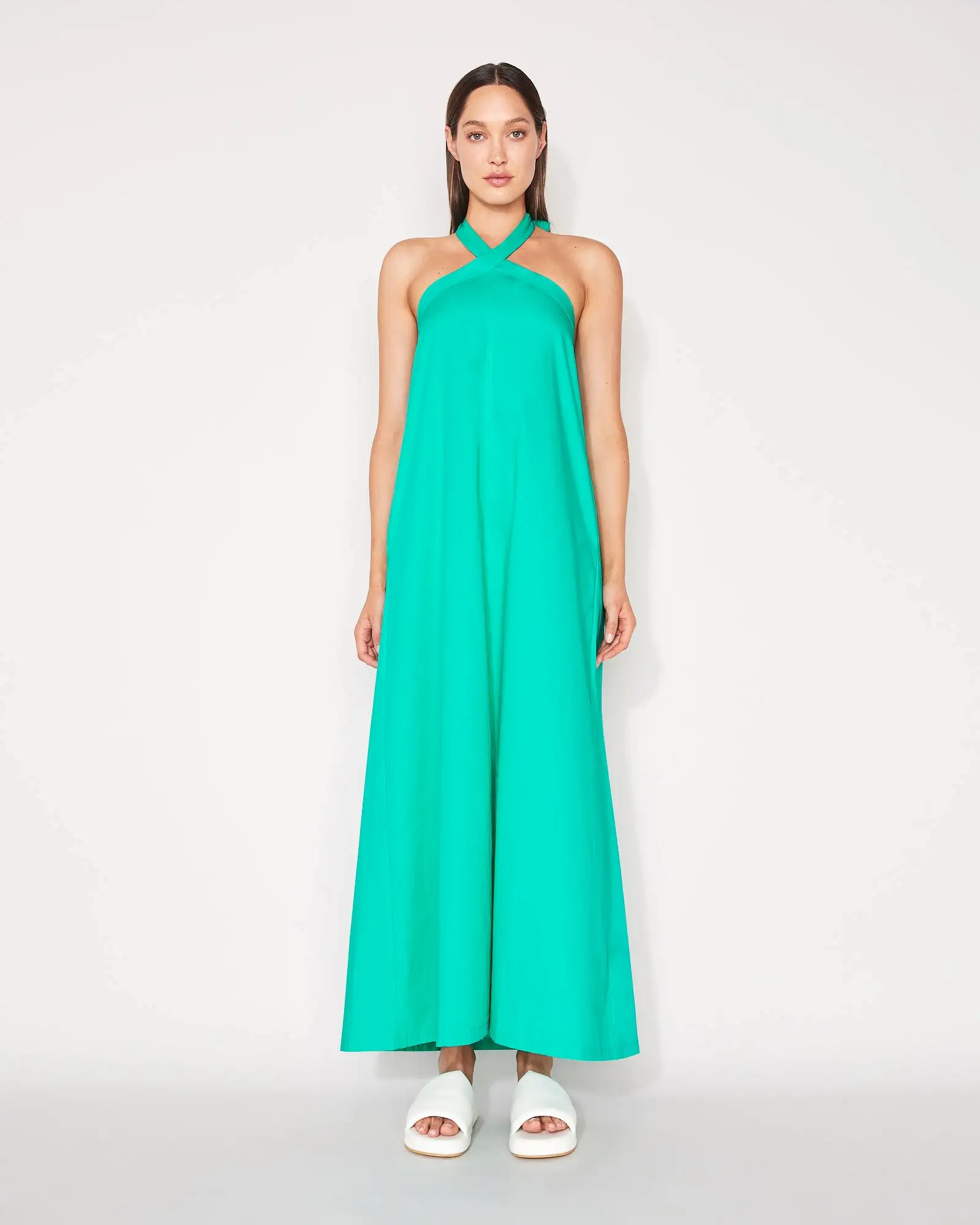 HALTER DRESS - POOL GREEN