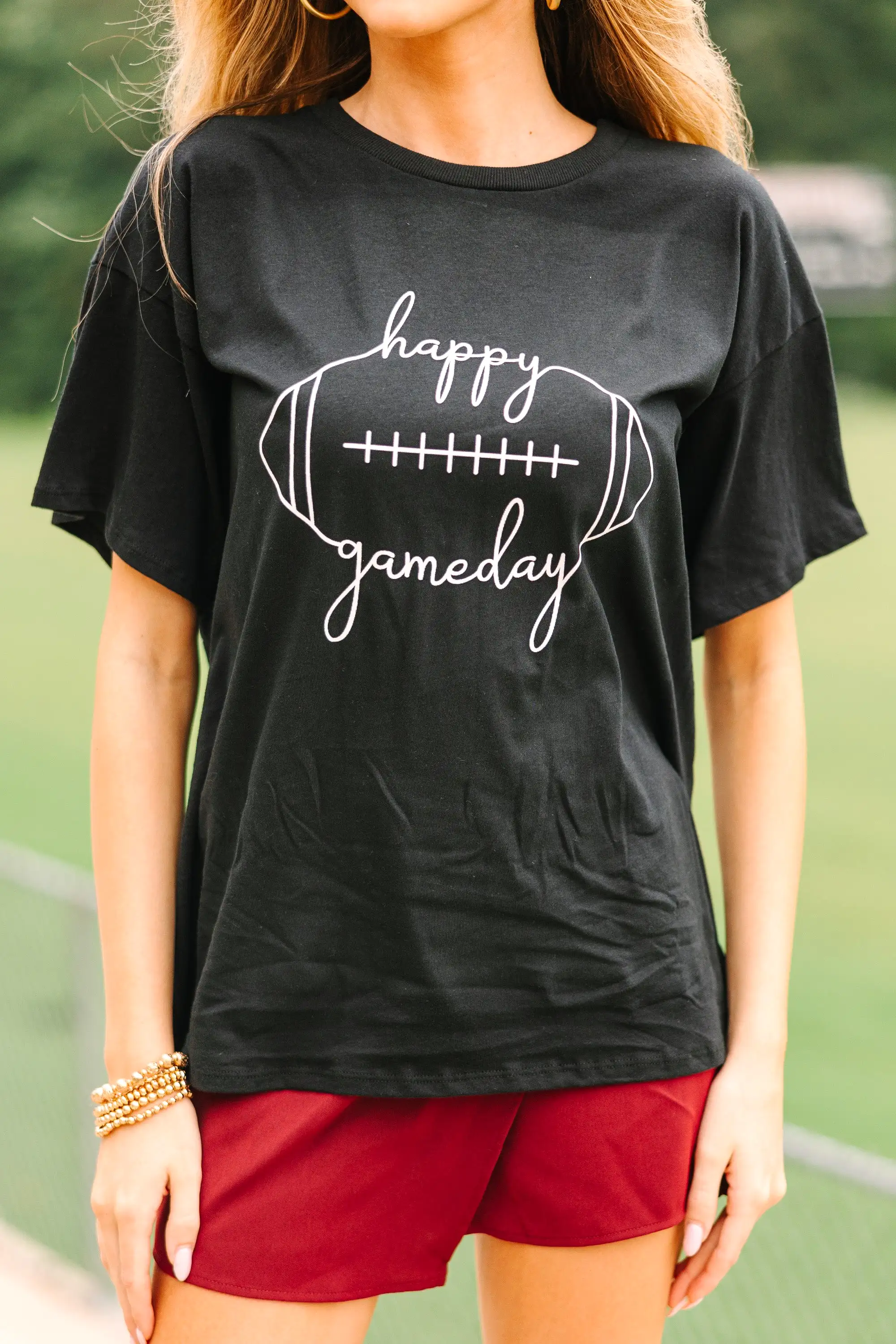 Happy Gameday Black Graphic Tee