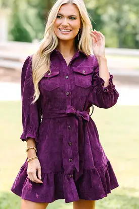 Hold My Hand Violet Purple Corduroy Dress