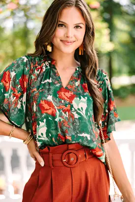 Into Your Heart Green Floral Blouse