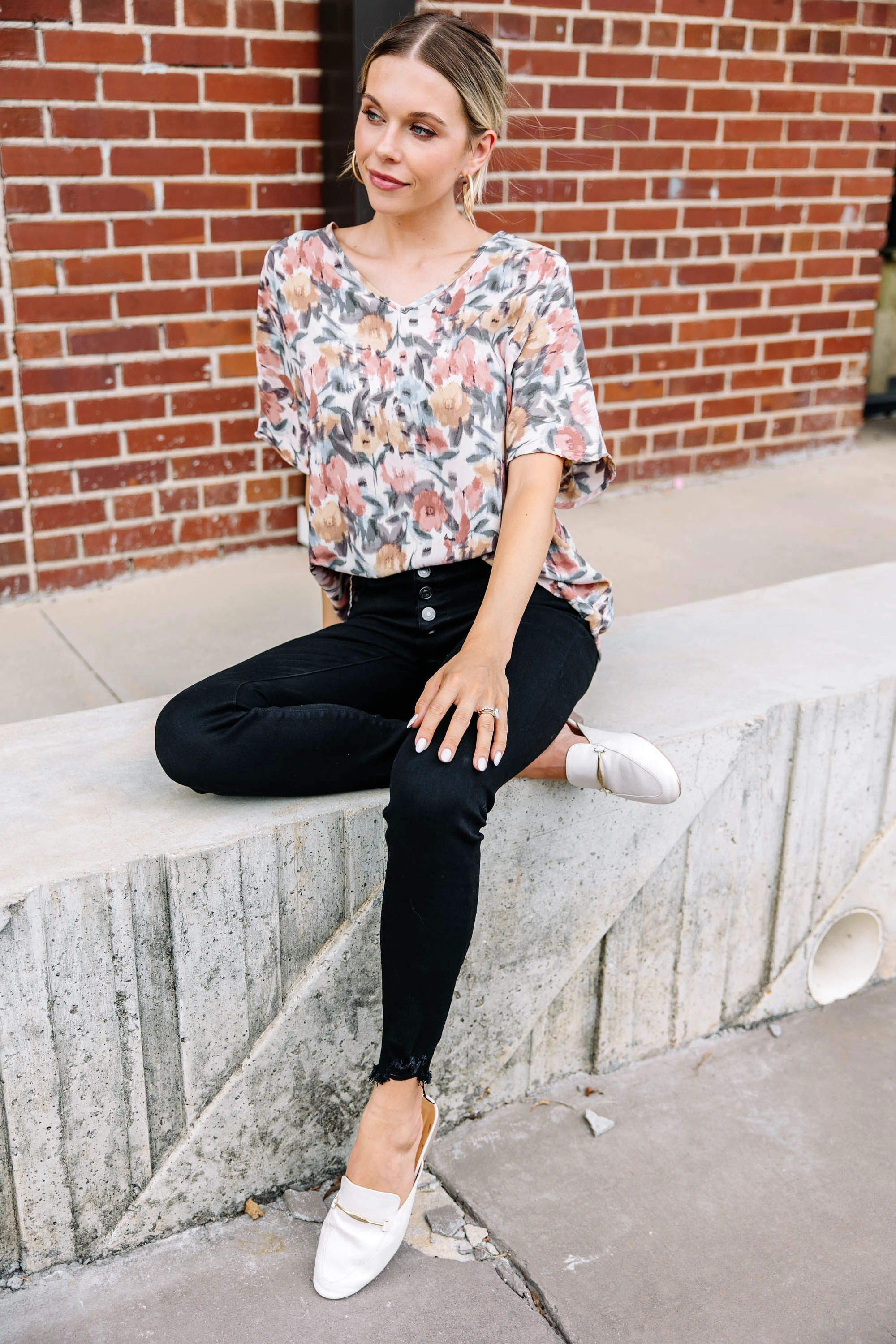 It All Comes Together Cinnamon Red Floral Blouse