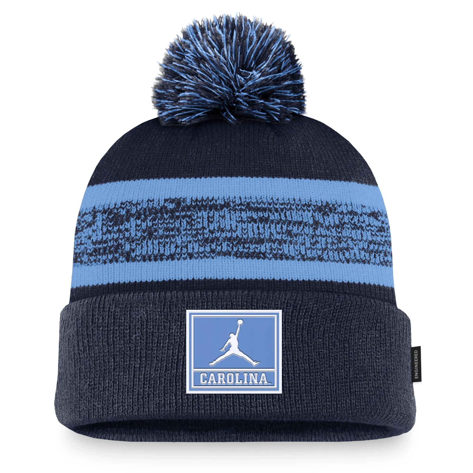 Jordan Brand  North Carolina Tar Heels Navy On-Field Peak Cuffed Knit Hat with Pom